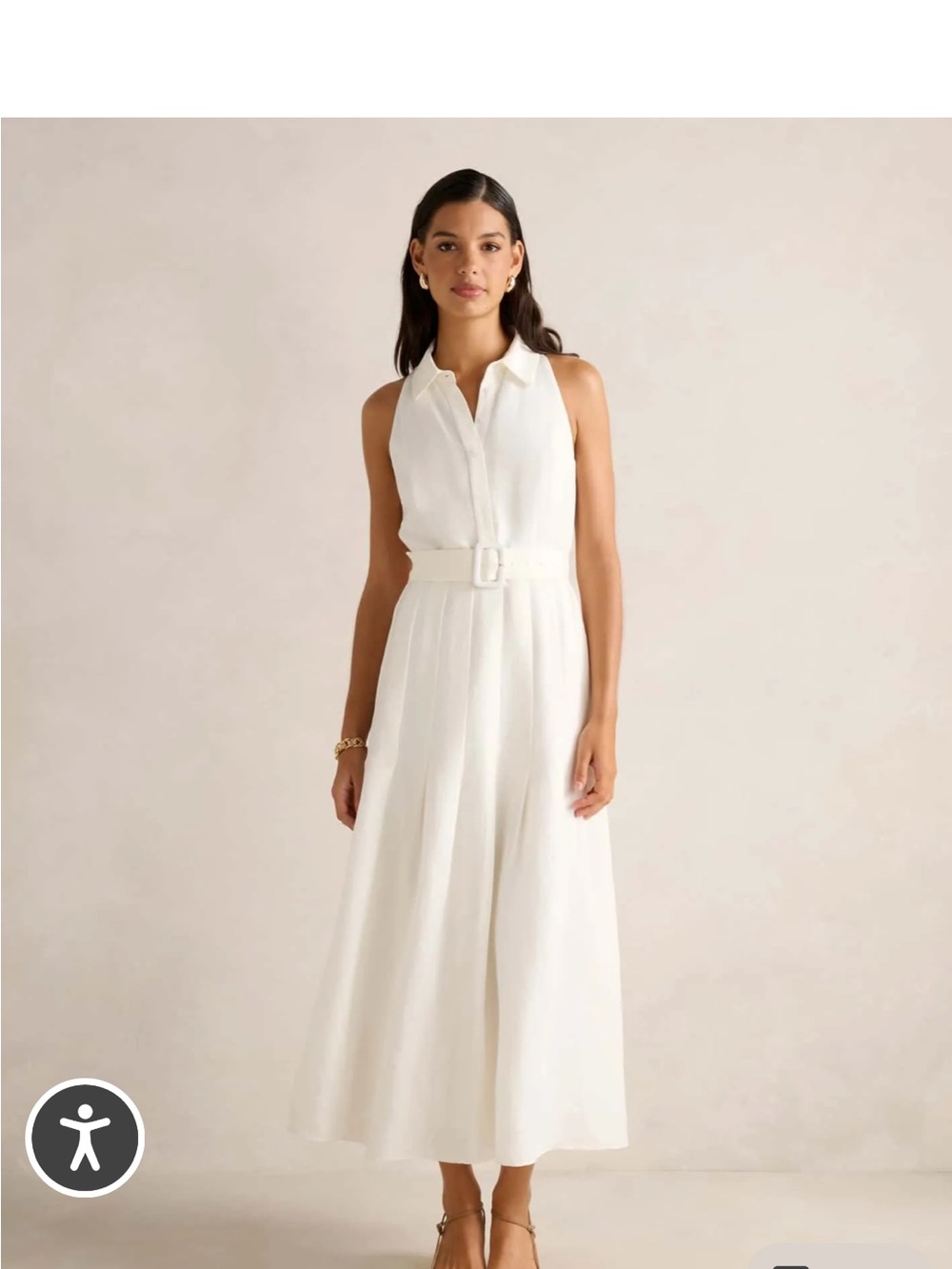 Ever New Lindsey Linen Tennis Dress Maxi Belted Sleeveless size 6